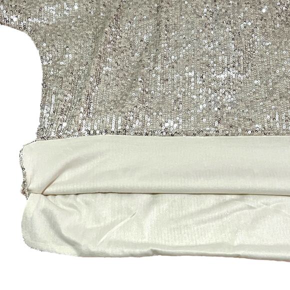 H&M SMALL Sparkly Straight Cut Sequined Mesh Short Sleeve Top Blouse Tee - Picture 8 of 13